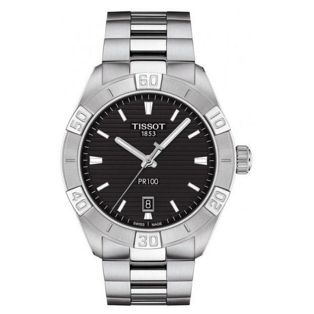 Tissot PR 100 Sport Quartz Black Dial Stainless Steel Strap Watch For Men - T101.610.11.051.00