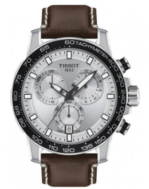 Tissot Supersport Chrono Silver Dial Brown Leather Strap Watch for Men - T125.617.16.031.00