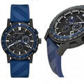 Burberry The City Sport Chronograph Black Dial Blue Rubber Strap Watch For Men - BU9807