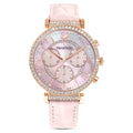 Swarovski Passage Chrono Pink Dial Pink Leather Strap Watch for Women - 5580352