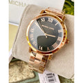 Michael Kors Noire Black Dial Rose Gold Steel Strap Watch for Women - MK3585