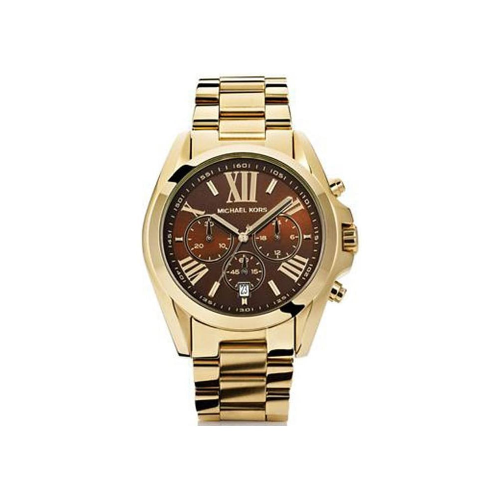 Michael Kors Bradshaw Brown Dial Gold Steel Strap Watch for Women - MK5502