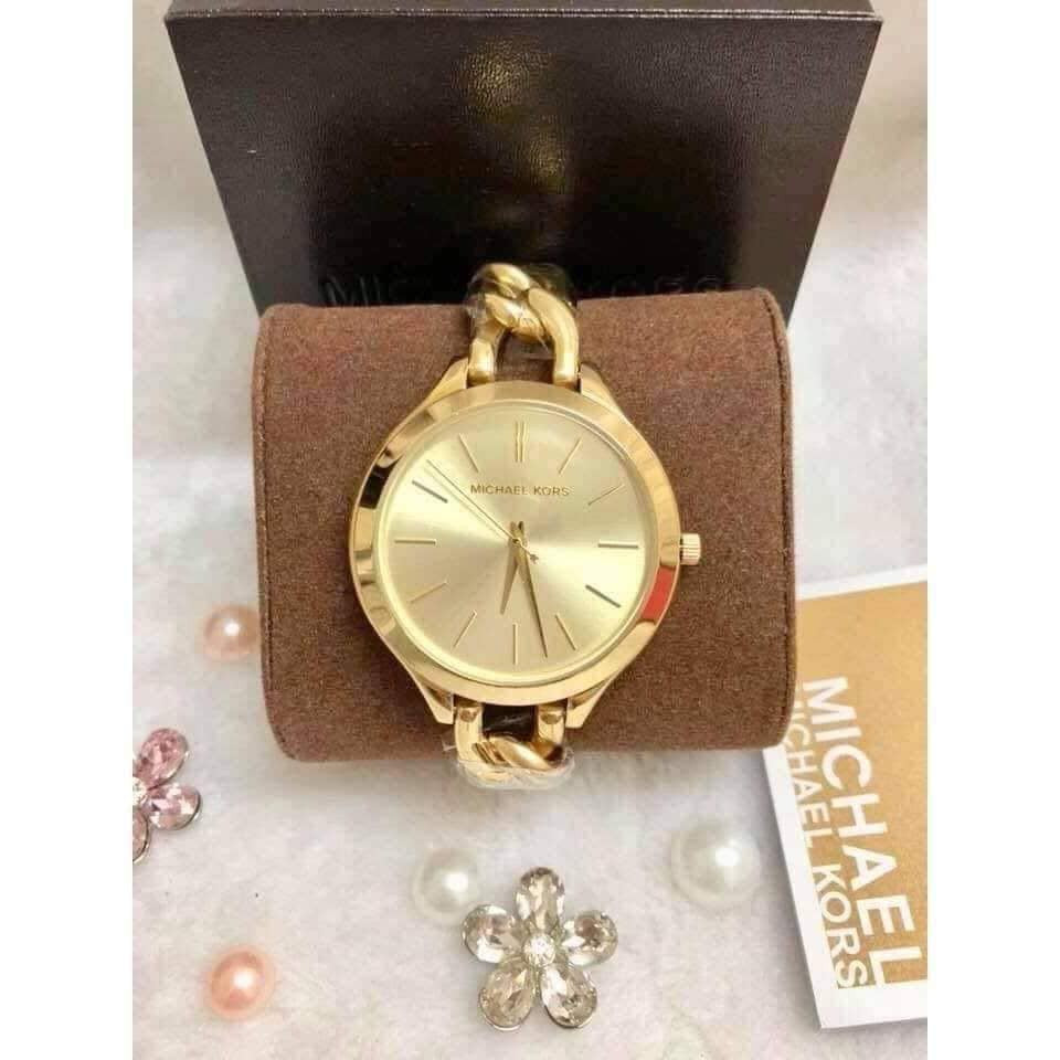 Michael Kors Runway Gold Dial Gold Steel Strap Watch for Women - MK3222