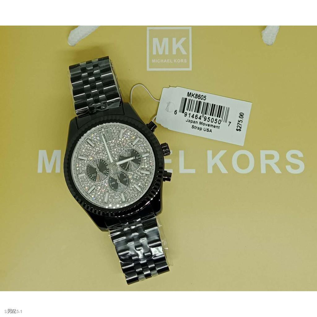 Michael Kors Lexington Chronograph Crystal Dial Black Steel Strap Watch for Men - MK8605