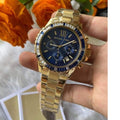 Michael Kors Everest Chronograph Blue Dial Gold Steel Strap Watch for Women - MK5754