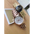 Michael Kors Slim Runway Black Dial Gold Steel Strap Watch for Women - MK3803