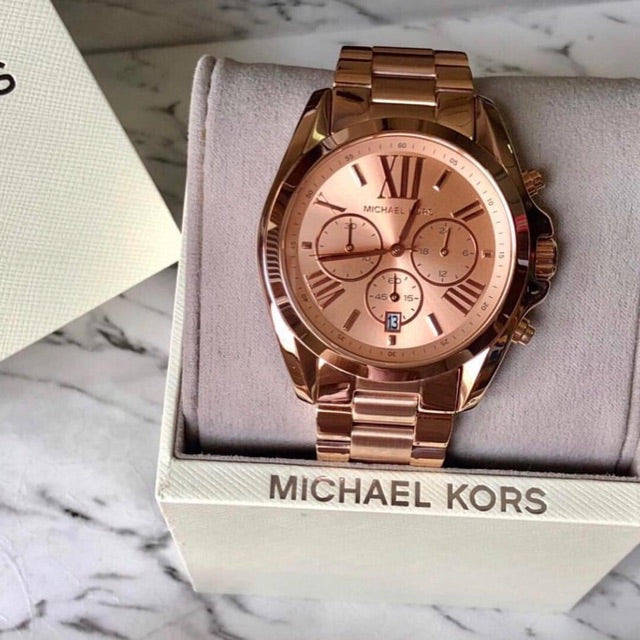 Michael Kors Bradshaw Rose Gold Dial Rose Gold Steel Strap Watch for Women - MK5503