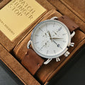 Fossil The Commuter Chronograph White Dial Brown Leather Strap Watch for Men - FS5402