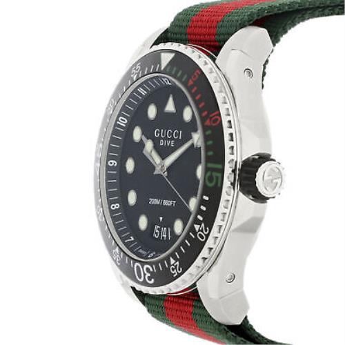 Gucci Dive Quartz Black Dial Two Tone Nylon Strap Watch For Men - YA136209