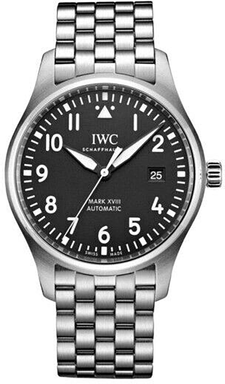 IWC Pilot’s Watch Mark XVIII Black Dial Silver Steel Strap Watch for Men - IW327015