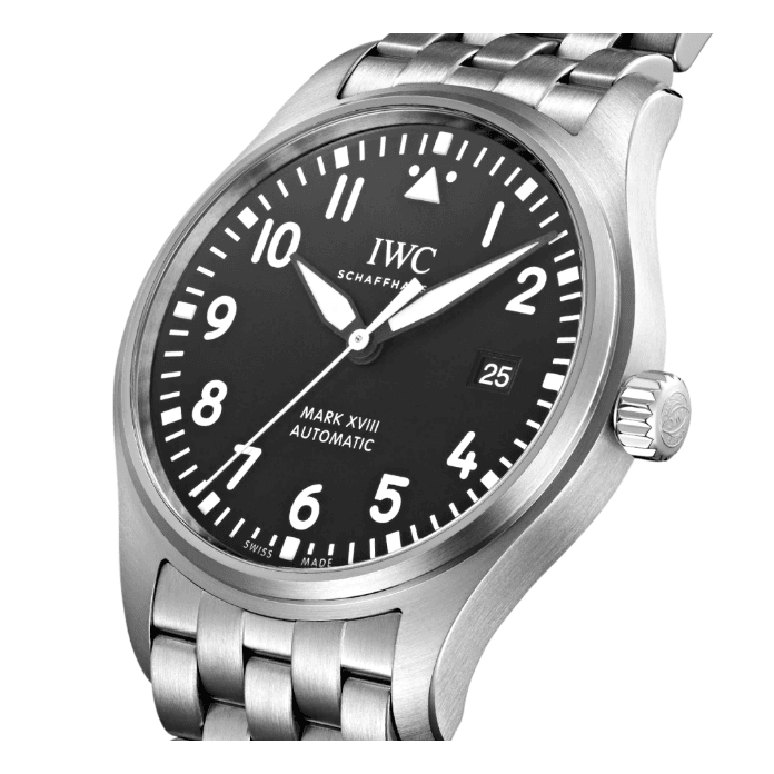 IWC Pilot’s Watch Mark XVIII Black Dial Silver Steel Strap Watch for Men - IW327015