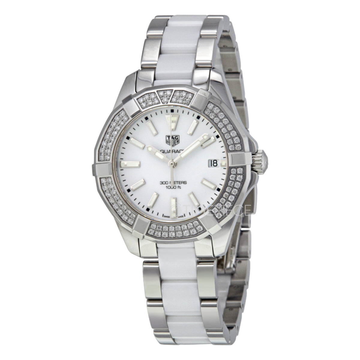 Tag Heuer Aquaracer 35mm Diamond White Dial Two Tone Steel Strap Watch for Women - WAY131F.BA0914