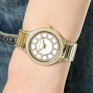 Michael Kors Kerry Mother of Pearl Dial Gold Steel Strap Watch for Women - MK3312