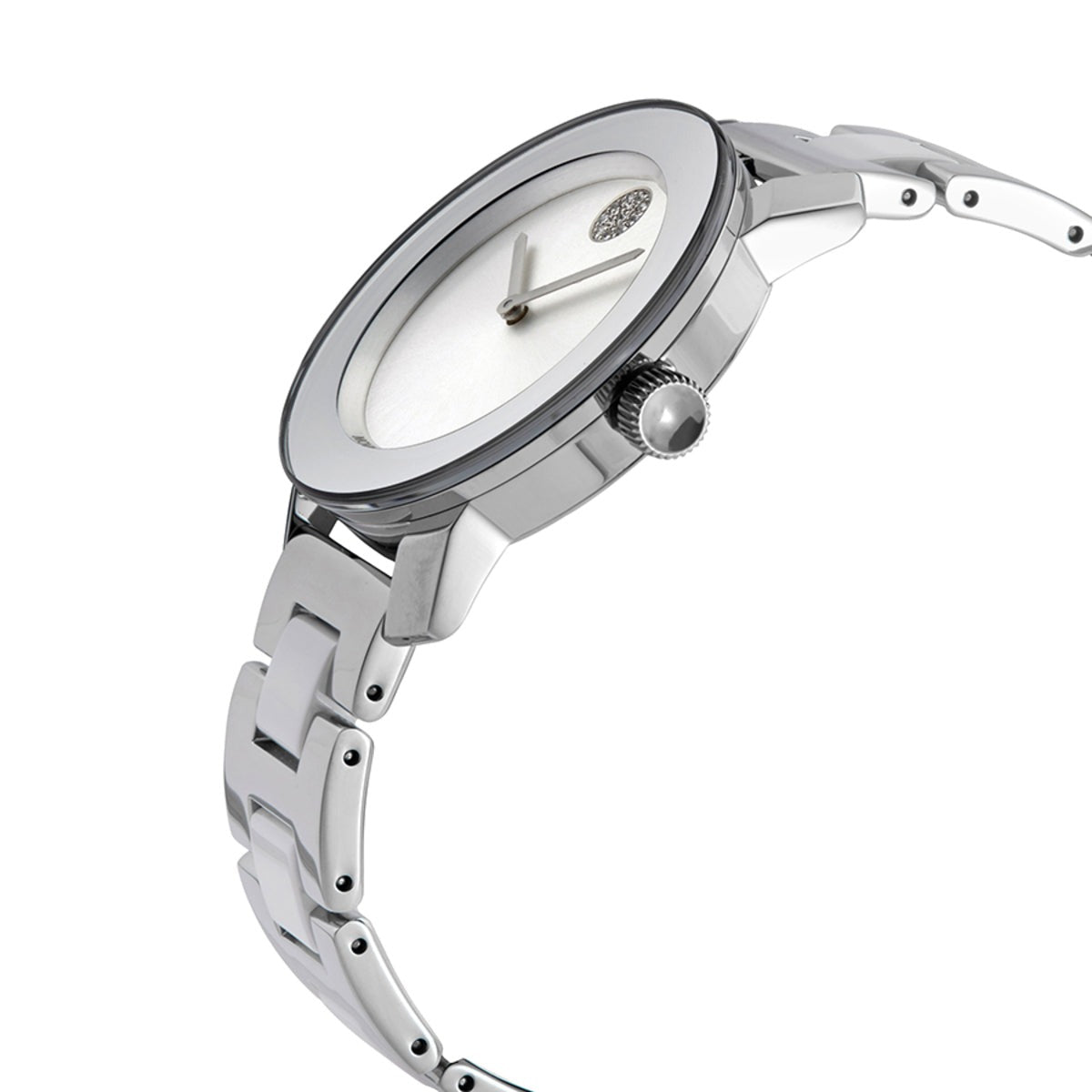 Movado Bold Ceramic Silver Dial Silver Steel Strap Watch for Women - 3600638