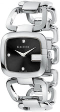 Gucci G Gucci Diamonds Black Dial Silver Steel Strap Watch For Women - YA125406