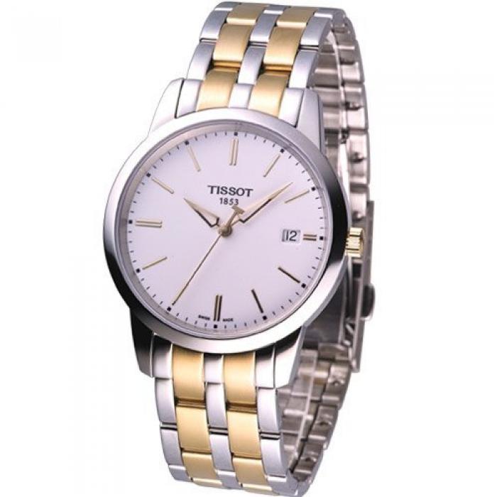 Tissot T Classic Dream White Dial Two Tone Steel Strap Watch for Men - T033.410.22.011.01