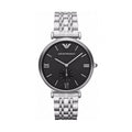 Emporio Armani Retro Black Dial Silver Steel Strap Watch For Men - AR1676