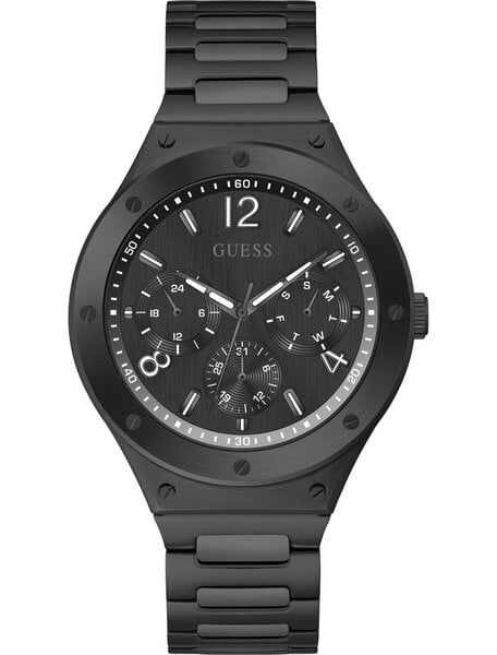 Guess Scope Multifunction Black Dial Black Steel Strap Watch for Men - GW0454G3