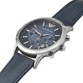 Emporio Armani Classic Chronograph Blue Dial Blue Leather Strap Watch For Men - AR2473