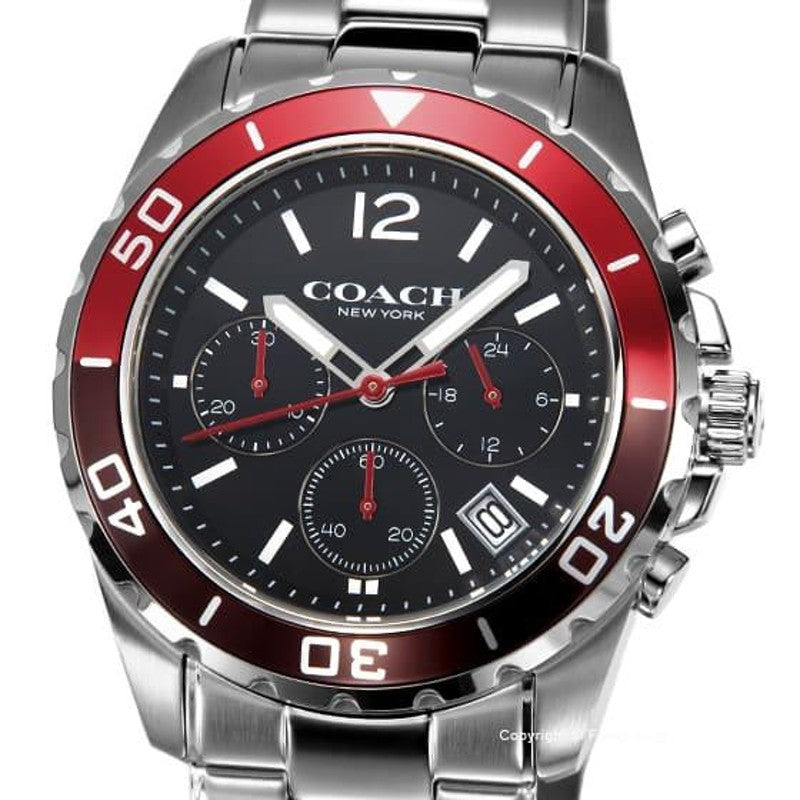 Coach Kent Black Dial Silver Steel Strap Watch for Men - 14602556