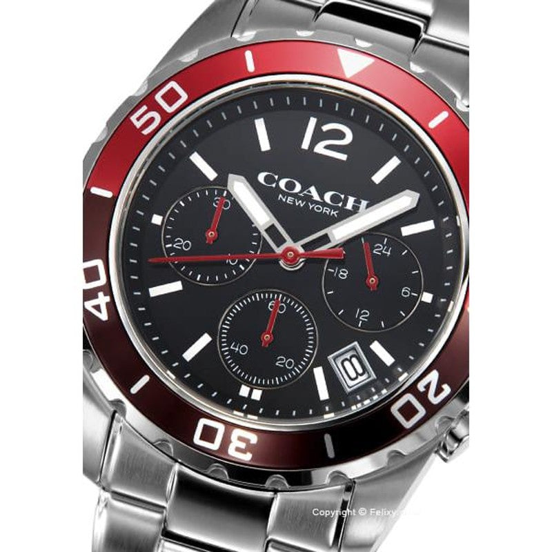 Coach Kent Black Dial Silver Steel Strap Watch for Men - 14602556