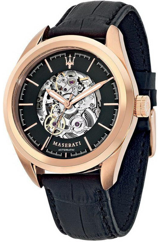 Maserati Traguardo Automatic Black Skeleton Dial Watch For Men - R8821112001