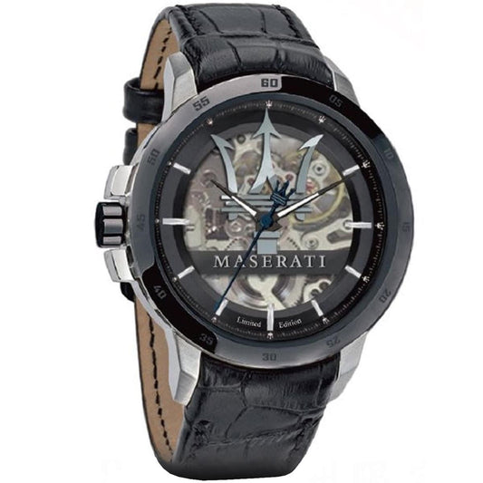 Maserati Automatic Black Dial Stainless Steel Black Leather Strap Watch For Men - R8821119007