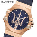 Maserati Potenza 42mm Rose Gold & Blue Dial Blue Leather Strap Watch For Men - R8851108027