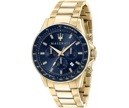 Maserati SFIDA Analog Blue Dial Gold Stainless Steel Watch For Men - R8873640008