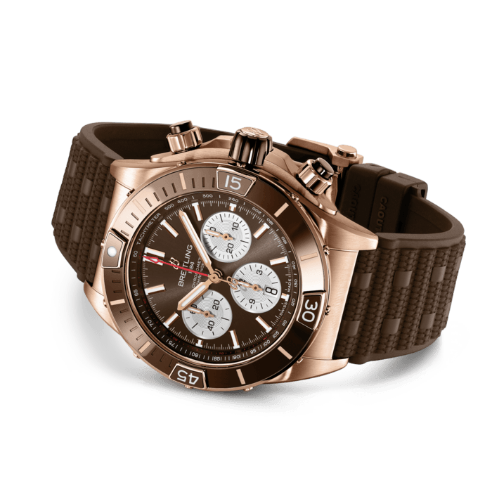 Breitling Super Chronomat B01 44 Brown Dial Brown Rubber Strap Watch for Men - RB0136E31Q1S1