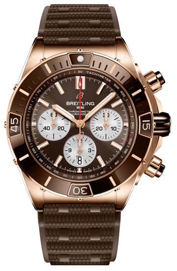 Breitling Super Chronomat B01 44 Brown Dial Brown Rubber Strap Watch for Men - RB0136E31Q1S1