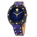 Versace Shadov Quartz Black Dial Blue Leather Strap Watch for Men - VEBM00418