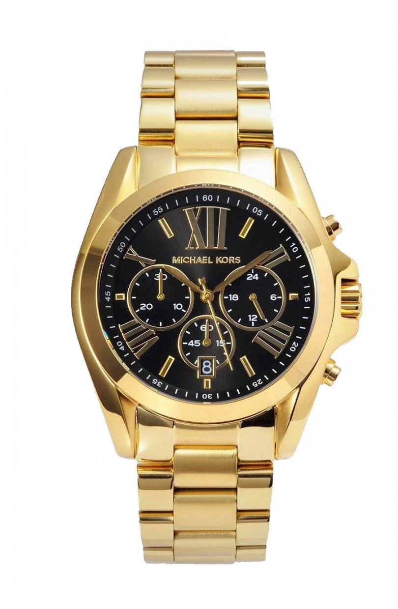 Michael Kors Bradshaw Black Dial Gold Steel Strap Watch for Women - MK5739