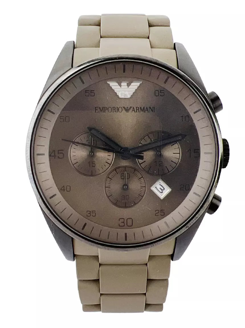 Emporio Armani Sportivo Chronograph Brown Dial Brown Steel Strap Watch For Men - AR5950