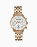 Michael Kors Damen White Dial Rose Gold Steel Strap Watch for Women - MK5026