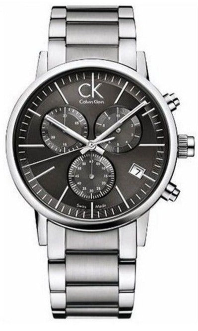 Calvin Klein Post Minimal Chronograph Black Dial Silver Steel Strap Watch for Men - K7627161