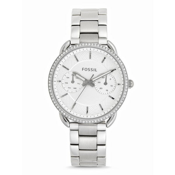 Fossil Tailor White Dial Silver Steel Strap Watch for Women - ES4262