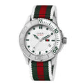 Gucci G Timeless White Dial Two Tone Nylon Strap Watch For Men - YA126231