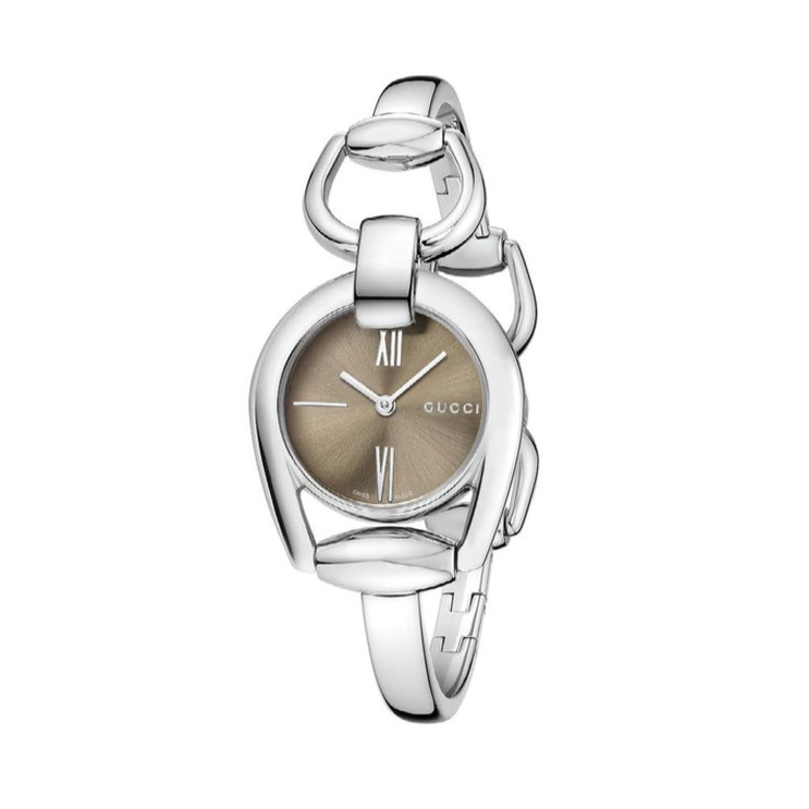 Gucci Horsebit Quartz Brown Dial Silver Steel Strap Watch For Women - YA139501