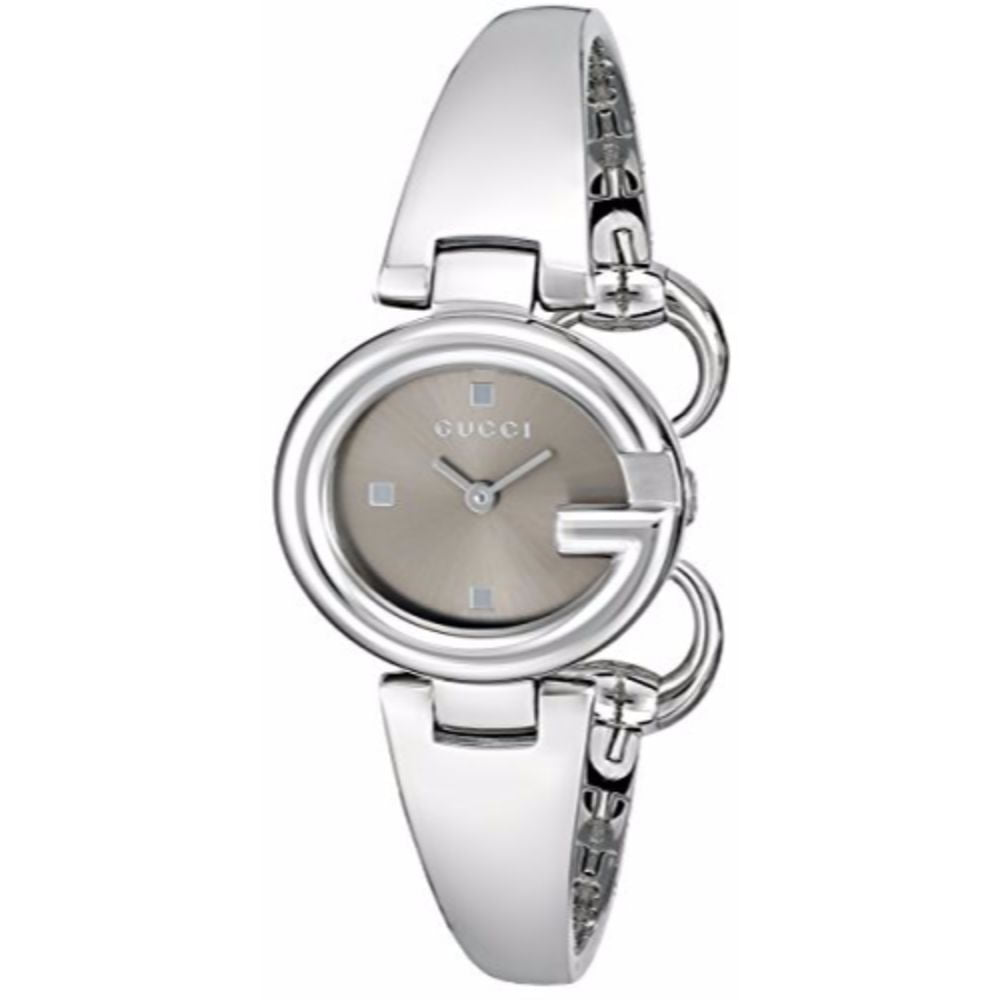 Gucci Guccissima Quartz Diamonds Brown Dial Silver Steel Strap Watch For Women - YA134503