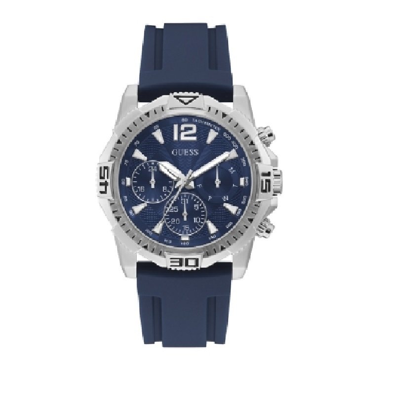 Guess Commander Blue Dial Blue Rubber Strap Watch for Men - GW0211G1