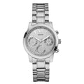 Guess Mini Sunrise Silver Dial Silver Steel Strap Watch For Women - W0448L1