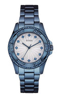 Guess Pinwheel Analog Silver Dial Blue Steel Strap Watch for Women - W0702L1