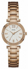 Guess Park Ave White Dial Rose Gold Steel Strap Watch for Women - W0767L3