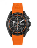 Hugo Boss Volane Chronograph Black Dial Orange Silicone Strap Watch for Men - 1513957