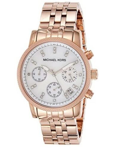 Michael Kors Damen White Dial Rose Gold Steel Strap Watch for Women - MK5026