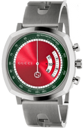 Gucci Grip Chronograph Red Dial Silver Steel Strap Watch For Men - YA157303