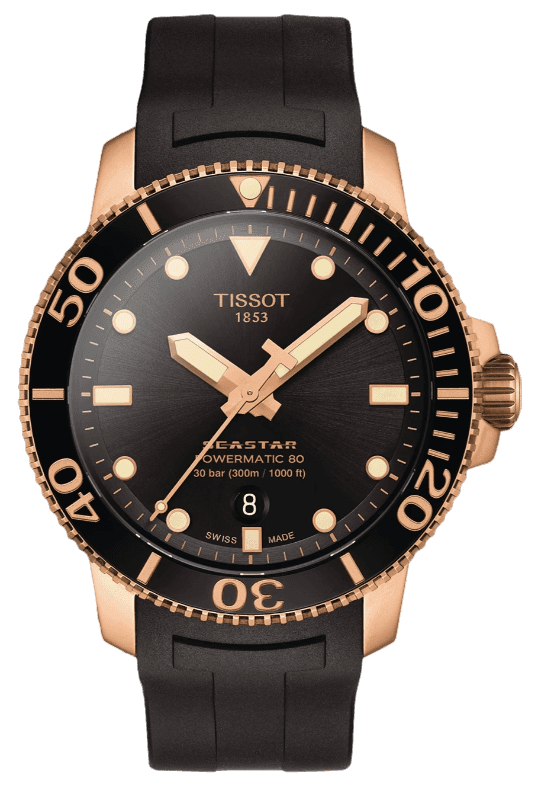 Tissot Seastar 1000 Powermatic 80 Black Dial Black Rubber Strap Watch for Men - T120.407.37.051.01