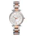 Fossil Carlie Silver Dial Two Tone Steel Strap Watch for Women - ES4342