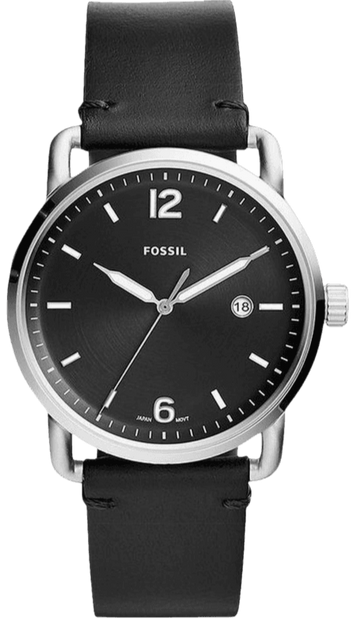 Fossil The Commuter Black Dial Black Leather Strap Watch for Men - FS5406